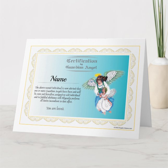 Personalised Certification by Angel greeting card (Front)