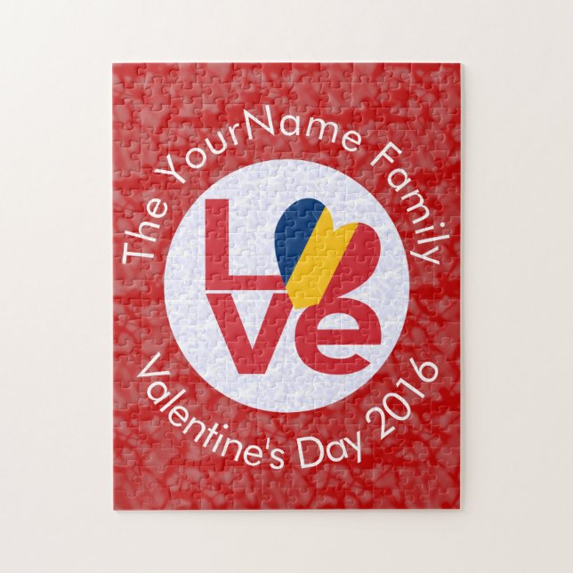 Personalised Chad Red LOVE Flag Jigsaw Puzzle (Vertical)