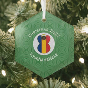 Personalised Chadian Angel Christmas Flag Glass Tree Decoration
