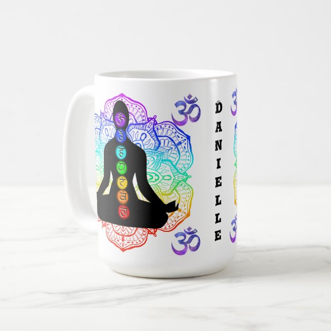 Personalised Chakra Ohm Yogi Zen Mug (Front Left)