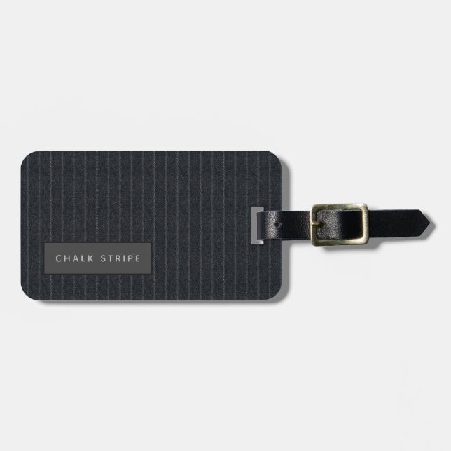 Personalised Chalk Stripe Tweed Look Luggage Tag (Front Horizontal)