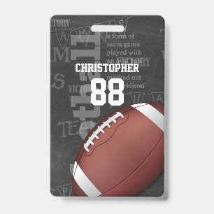 Personalised Chalkboard American Football ID Badge