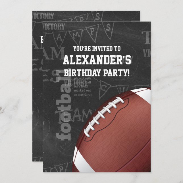 Personalised Chalkboard American Football Invitation (Front/Back)