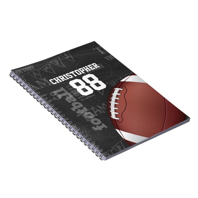Personalised Chalkboard American Football Spiral Notebook (Right Side)