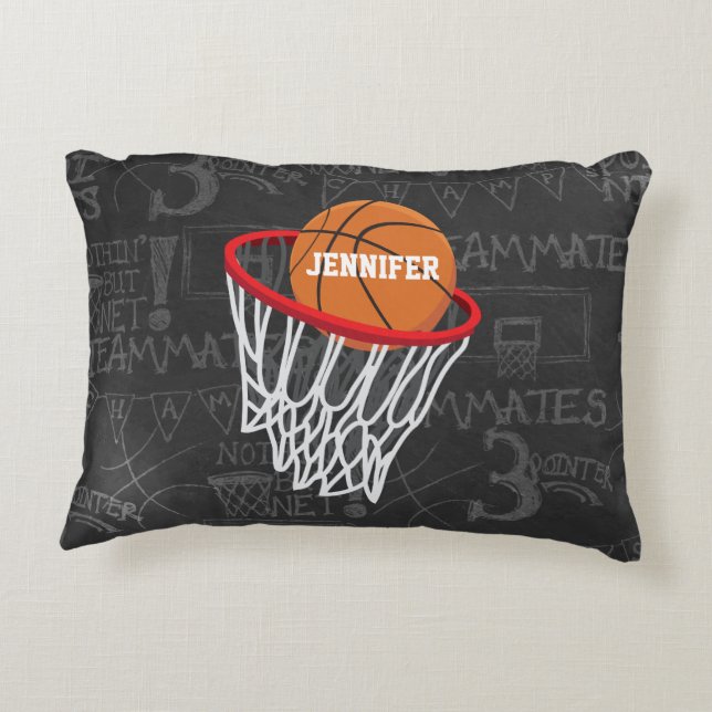 Personalised Chalkboard Basketball and Hoop Decorative Cushion (Back)