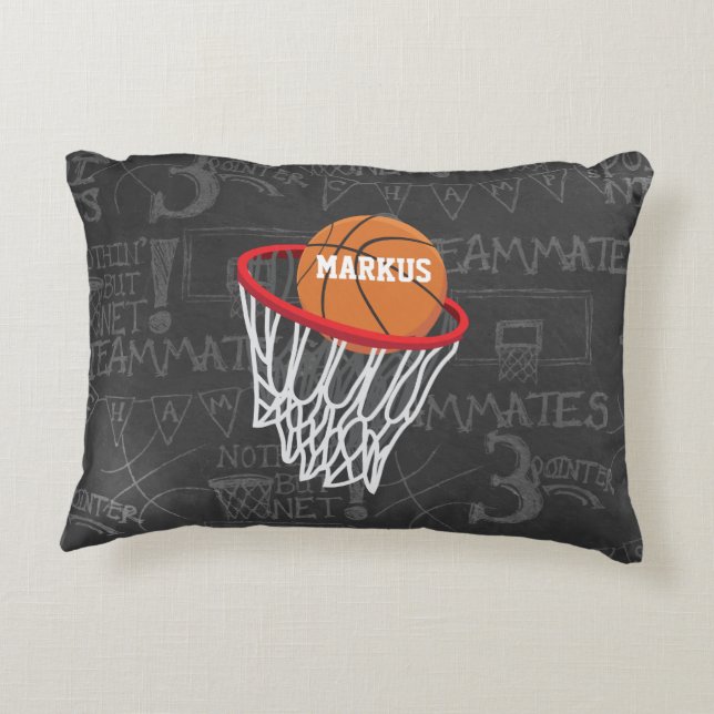 Personalised Chalkboard Basketball and Hoop Decorative Cushion (Back)