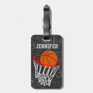 Personalised Chalkboard Basketball and Hoop Luggage Tag