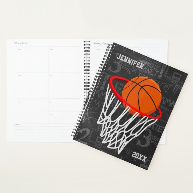 Personalised Chalkboard Basketball and Hoop Planner (Display)