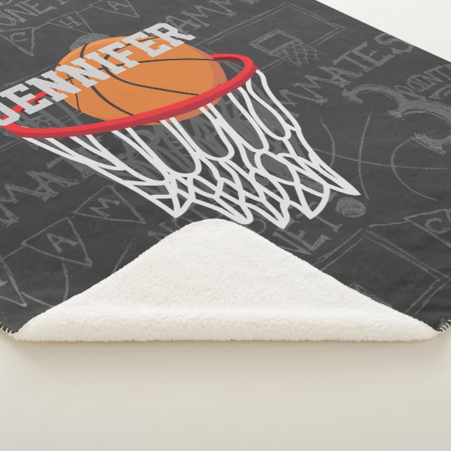 Personalised Chalkboard Basketball and Hoop Sherpa Blanket (3/4)