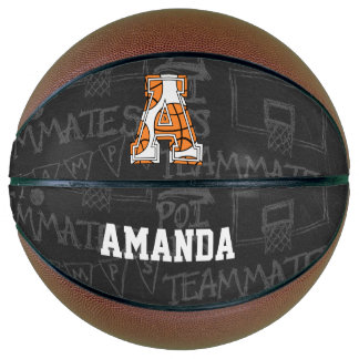 Personalised Chalkboard Basketball Letter A