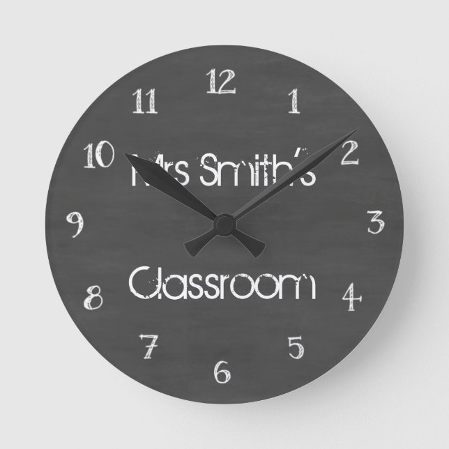 Personalised Chalkboard Classroom Round Clock (Front)
