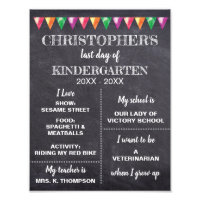 Personalised Chalkboard LAST day of kindergarten