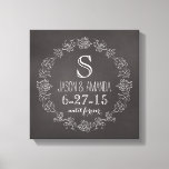 Personalised Chalkboard Monogram Wedding Date Canvas Print<br><div class="desc">Celebrate the wedding day or anniversary of your favourite bride and groom with this customisable keepsake! An elegant white scroll chalk border on a black chalkboard background surrounds a monogram, couple's names and wedding date. “until forever” is written in script below the wedding date. Makes a beautiful, modern, personalised gift....</div>