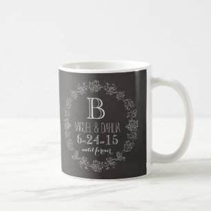 Personalised Chalkboard Monogram Wedding Date Coffee Mug