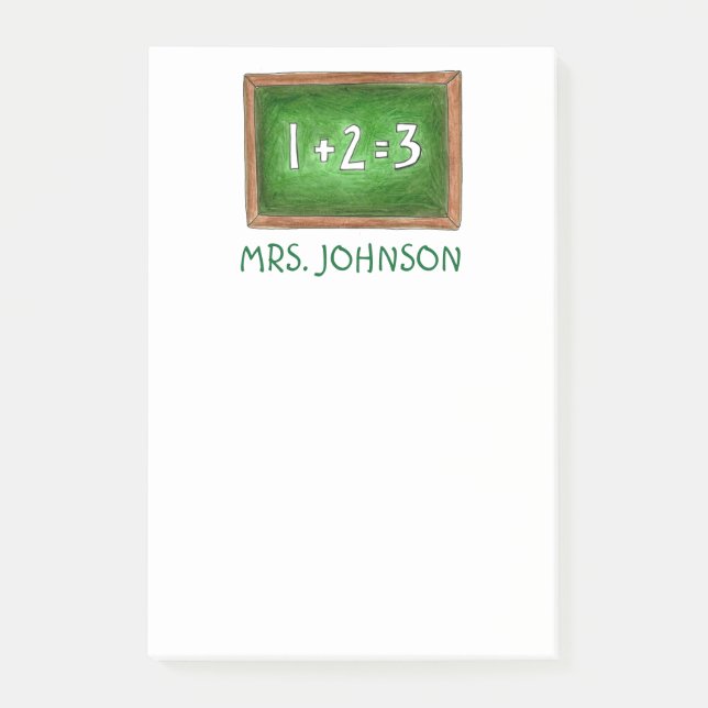 Personalised Chalkboard Slate Math School Teacher Post-it Notes (Front)