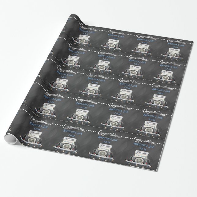 Personalised Chalkboard Wedding Wrapping Paper (Unrolled)