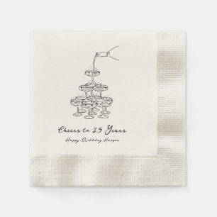 Personalised Champagne 25th Birthday Napkins
