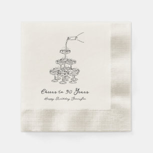 Personalised Champagne 50th Birthday Napkins