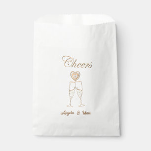 Personalised Champagne Glasses and Hearts Favour Bags