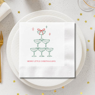 Personalised Champagne Retro Christmas Cocktail Napkin