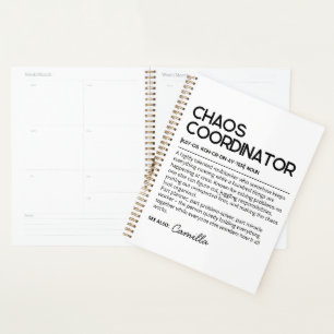 Personalised Chaos Coordinator Notebook, Funny Def Planner