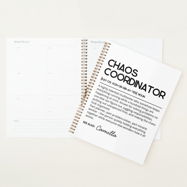 Personalised Chaos Coordinator Notebook, Funny Def Planner (Display)