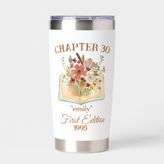 Personalised Chapter 30th Birthday, Book Lover Insulated Tumbler