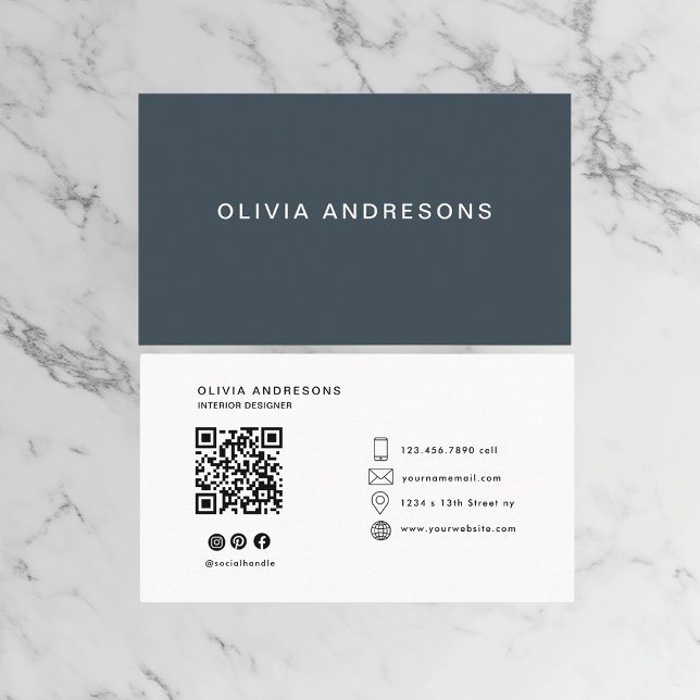 Personalised Charcoal Blue Custom Business Card (Creator Uploaded)