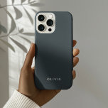 "Personalised Charcoal Blue Custom  iPhone 16 Pro Case<br><div class="desc">Add a touch of elegance to your daily essentials with this personalised Charcoal Blue iPhone case. Featuring a soft, stylish Charcoal Blue background and your custom name in a chic font, this phone case is perfect for showcasing your unique style. Designed for both beauty and durability, it offers excellent protection...</div>