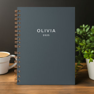 Personalised Charcoal Blue Custom Notebook