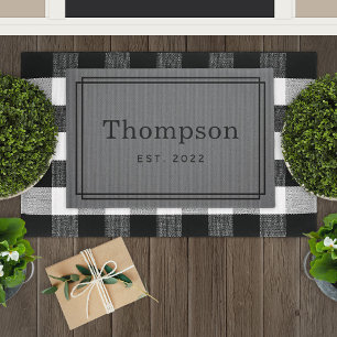 Personalised Charcoal Family Last Name Monogram Doormat