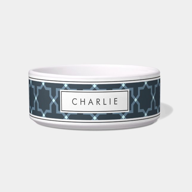 Personalised Charcoal Grey & White Star Pattern Bowl (Front)