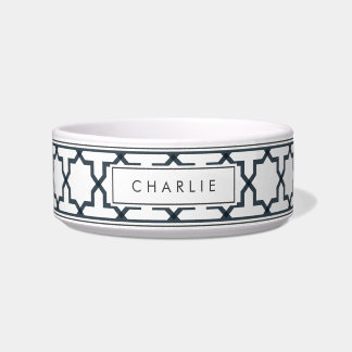 Personalised Charcoal Grey & White Star Pattern Bowl