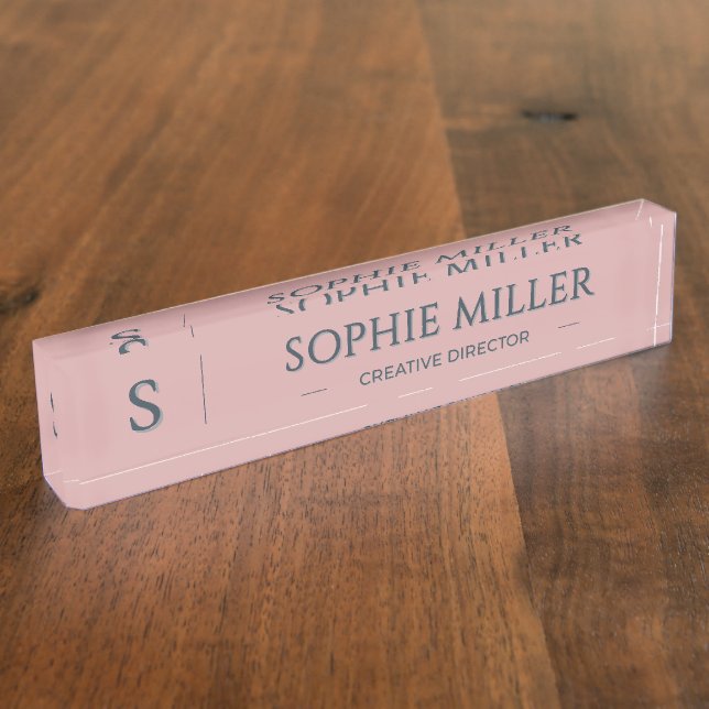 Personalised Charcoal Name Dusty Rose Gift Nameplate (Side)