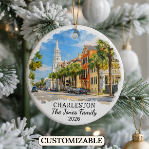 Personalised Charleston, Custom South Carolina Ceramic Tree Decoration