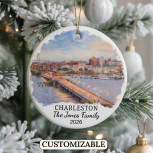 Personalised Charleston, Custom South Carolina Ceramic Tree Decoration