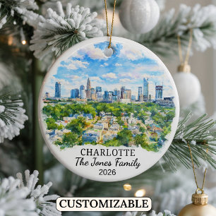 Personalised Charlotte, Custom North Carolina Ceramic Tree Decoration