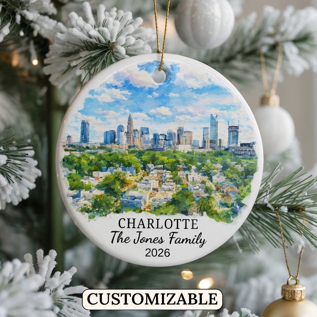 Personalised Charlotte, Custom North Carolina Ceramic Tree Decoration (Creator Uploaded)