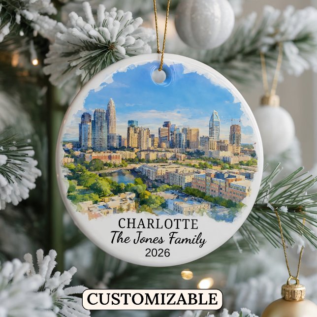 Personalised Charlotte, Custom North Carolina Ceramic Tree Decoration (Creator Uploaded)