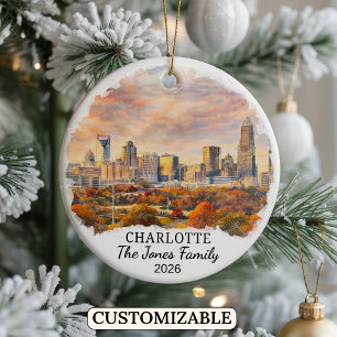 Personalised Charlotte, Custom North Carolina Ceramic Tree Decoration