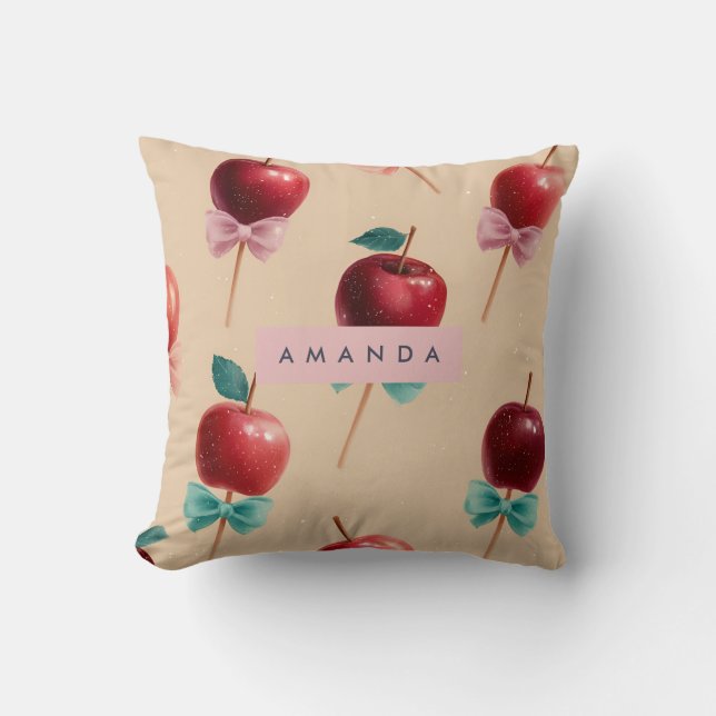 Personalised Charming Candy Apple Pattern Cushion (Front)