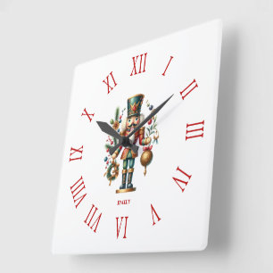 Personalised Charming Christmas Nutcracker Square Wall Clock