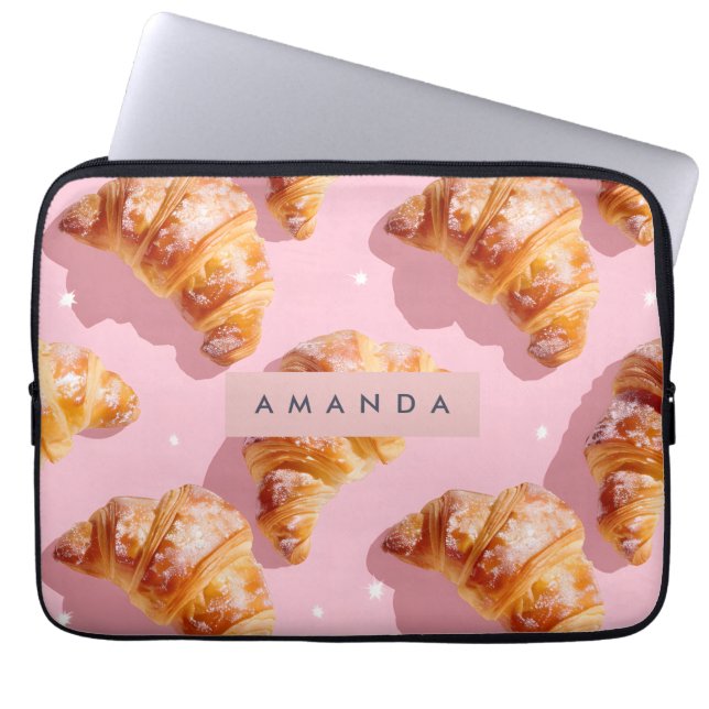 Personalised Charming Croissant Delight Laptop Sleeve (Front)