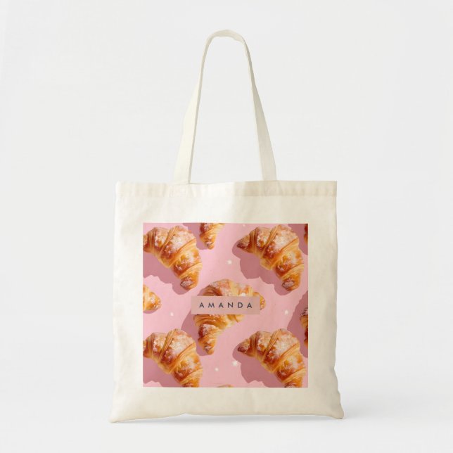 Personalised Charming Croissant Delight Tote Bag (Front)