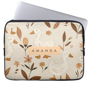 Personalised Charming Farmhouse Ducks Pattern Laptop Sleeve
