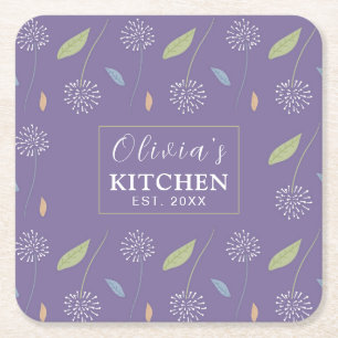 Personalised Charming Floral Wallpaper Square Paper Coaster
