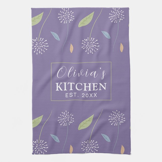 Personalised Charming Floral Wallpaper Tea Towel (Vertical)