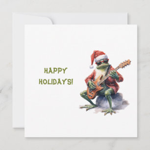Personalised Charming Funny Christmas Frog Band  Holiday Card