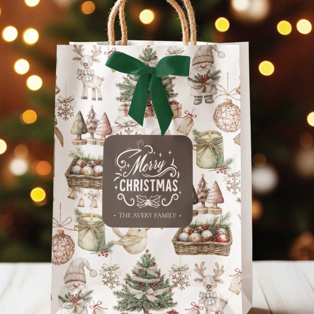 Personalised Charming Winter Scene Medium Gift Bag (Creator Uploaded)