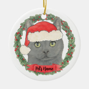 Personalised Chartreux Chartreuse Cat Ceramic Tree Decoration